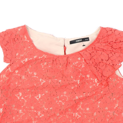 Oasis Womens Pink Cotton Basic Blouse Size 8 Boat Neck