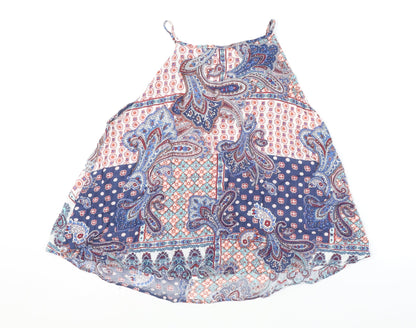 Elodie Womens Blue Paisley Polyester Camisole Tank Size M Square Neck