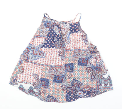 Elodie Womens Blue Paisley Polyester Camisole Tank Size M Square Neck