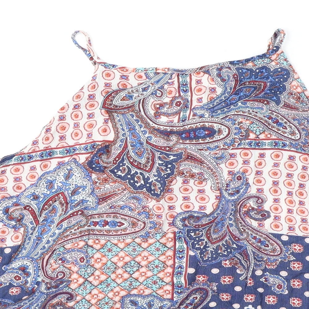 Elodie Womens Blue Paisley Polyester Camisole Tank Size M Square Neck