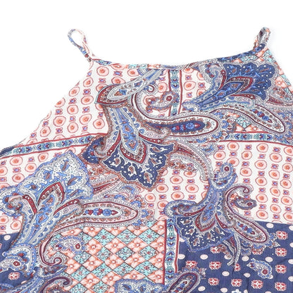 Elodie Womens Blue Paisley Polyester Camisole Tank Size M Square Neck