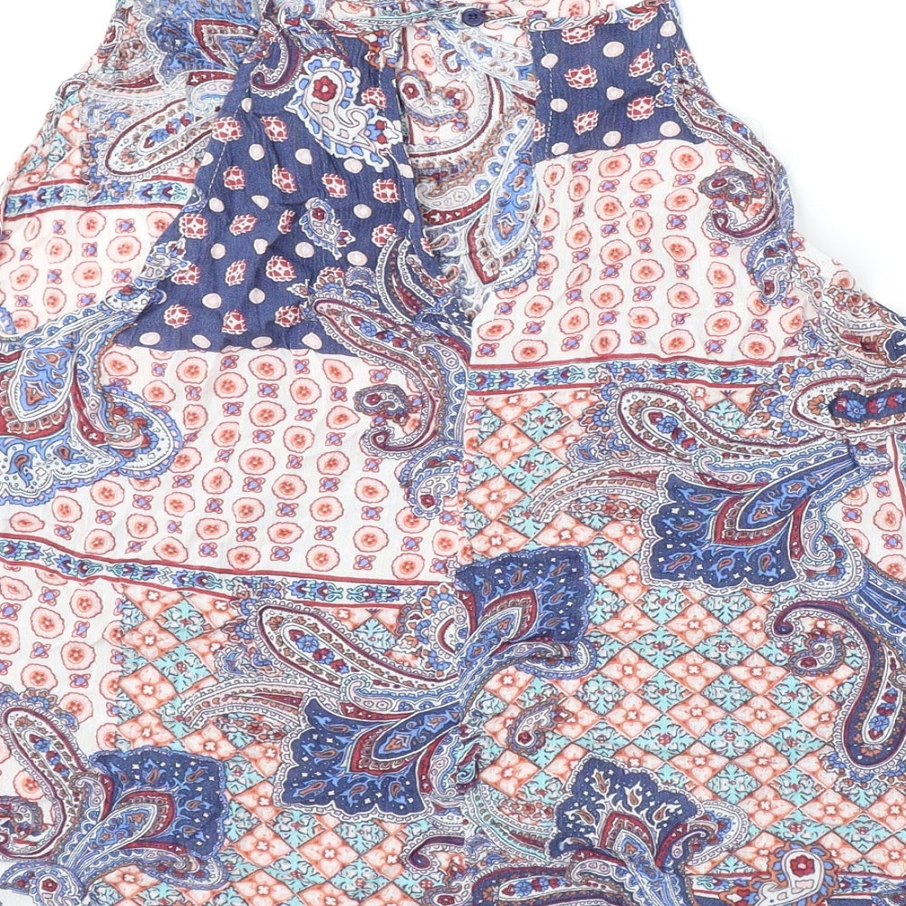 Elodie Womens Blue Paisley Polyester Camisole Tank Size M Square Neck
