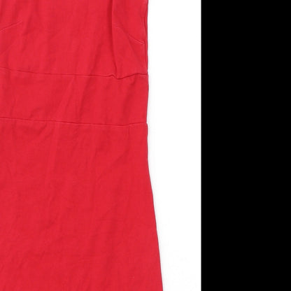 Miss Selfridge Womens Red Cotton Shift Size 8 Round Neck Pullover