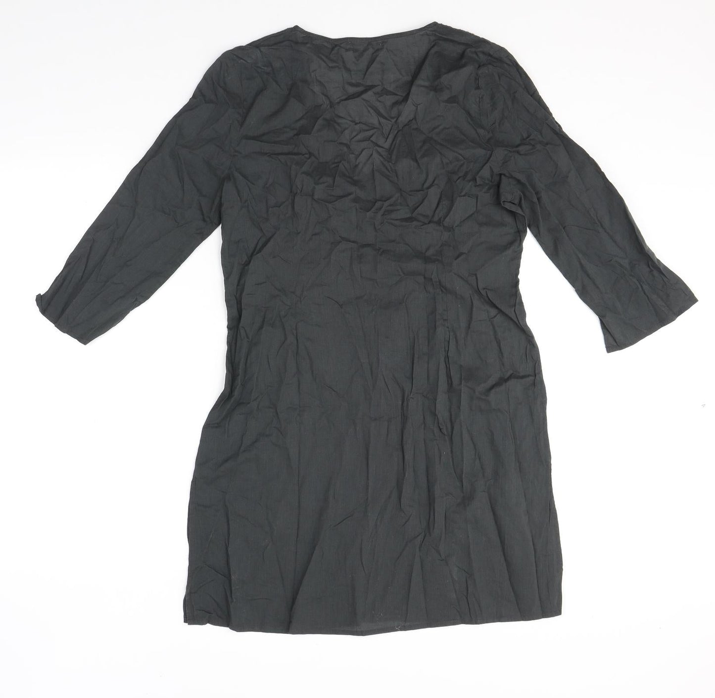 House of Fraser Womens Grey Cotton Tunic Blouse Size M V-Neck - Embellished Neckline