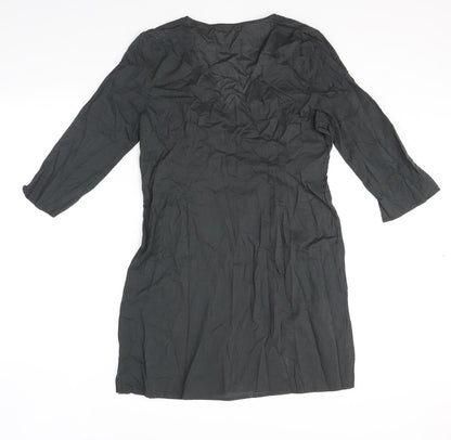 House of Fraser Womens Grey Cotton Tunic Blouse Size M V-Neck - Embellished Neckline