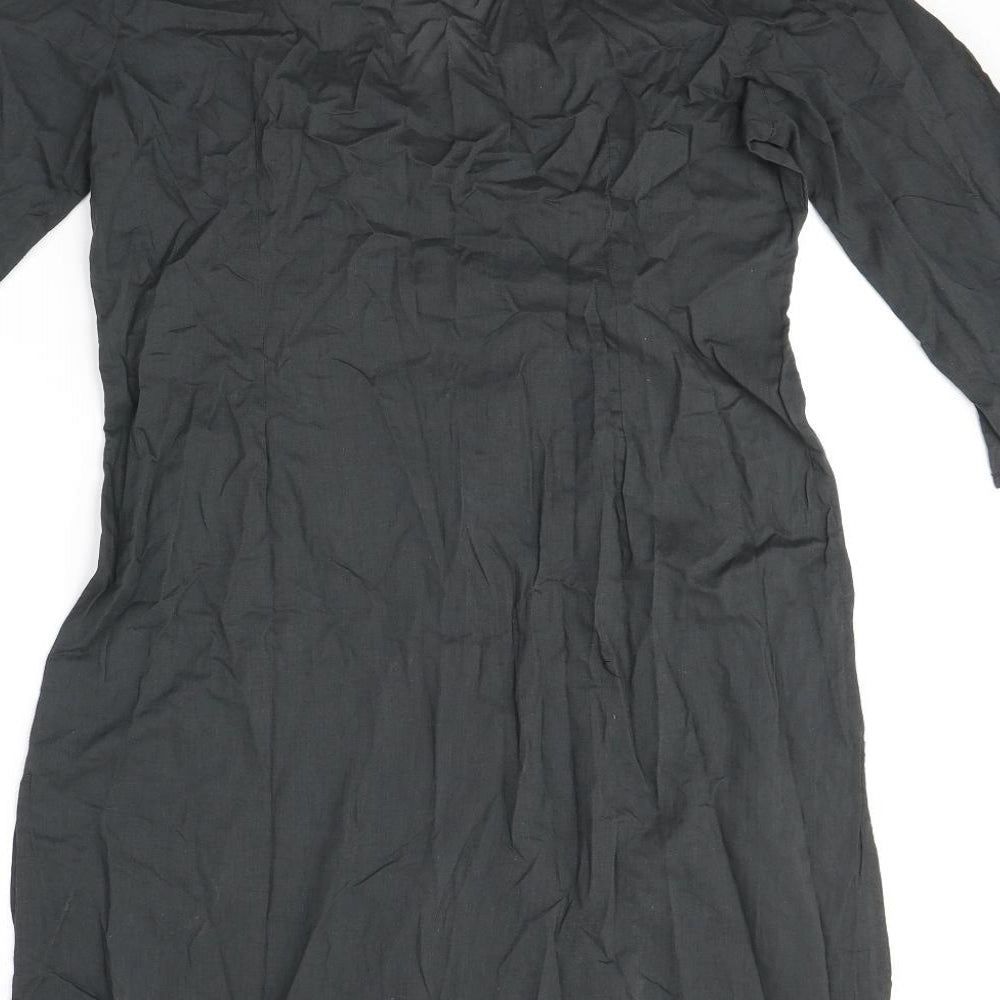 House of Fraser Womens Grey Cotton Tunic Blouse Size M V-Neck - Embellished Neckline