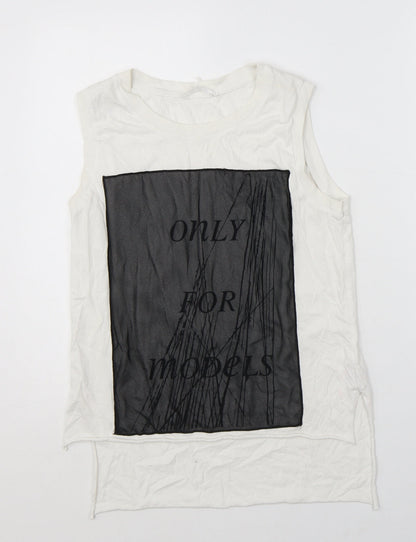 Womens UK Size S Zara White Basic Tank