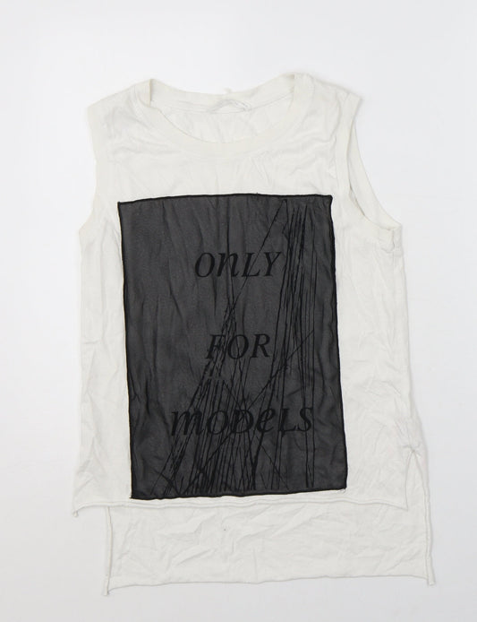 Womens UK Size S Zara White Basic Tank