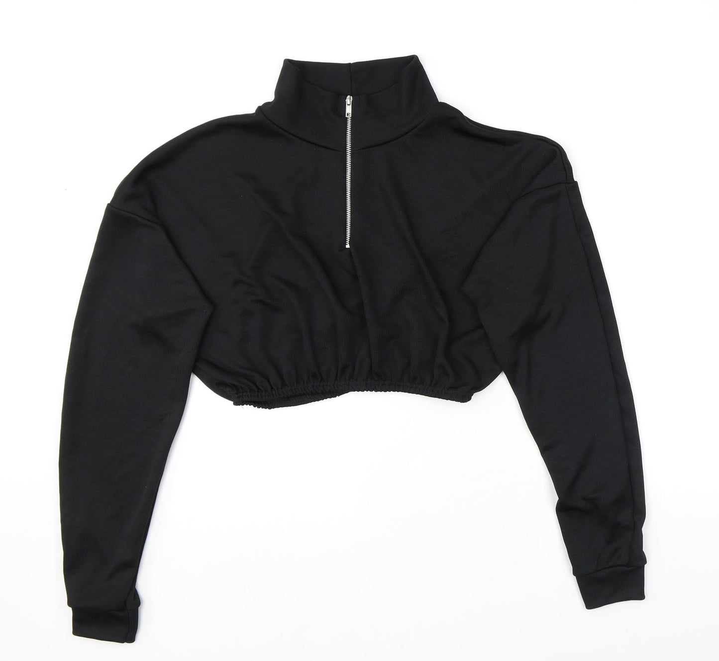 PRETTYLITTLETHING Womens Black Polyester Pullover Sweatshirt Size 10 Zip