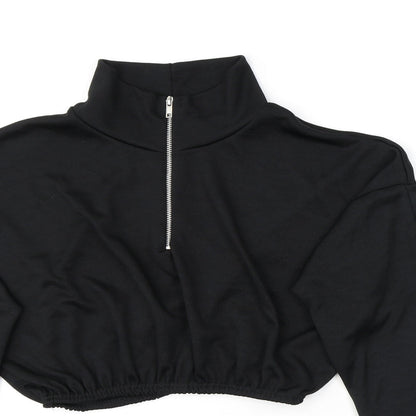 PRETTYLITTLETHING Womens Black Polyester Pullover Sweatshirt Size 10 Zip