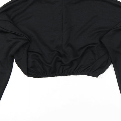 PRETTYLITTLETHING Womens Black Polyester Pullover Sweatshirt Size 10 Zip