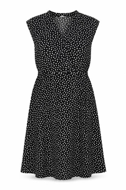 H&M Womens Black Geometric Polyester A-Line Size M V-Neck Pullover