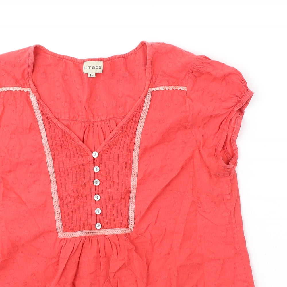 Womens UK Size 12 Nomads Pink Basic T-Shirt