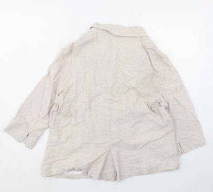 TIGI Womens Beige Jacket Size 14 Button - Size 14-16