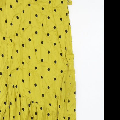 Miss Selfridge Womens Green Polka Dot Viscose Wrap Skirt Size 4 Tie