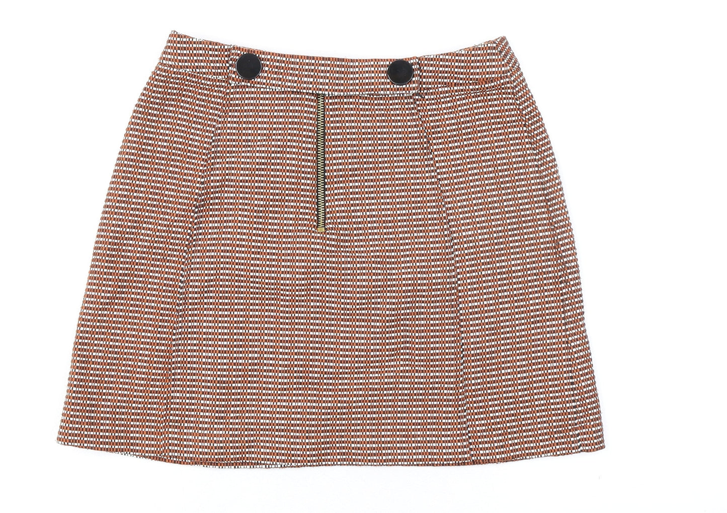 Topshop Womens Ivory Geometric Polyester A-Line Skirt Size 6 Zip
