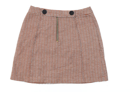 Topshop Womens Ivory Geometric Polyester A-Line Skirt Size 6 Zip