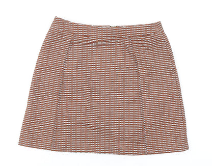 Topshop Womens Ivory Geometric Polyester A-Line Skirt Size 6 Zip