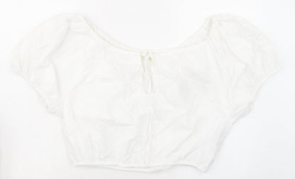 Womens UK Size M H&M White Cropped Blouse