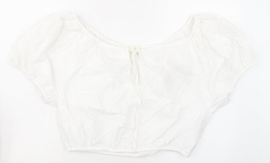 Womens UK Size M H&M White Cropped Blouse