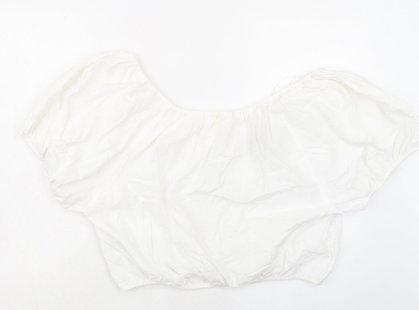 Womens UK Size M H&M White Cropped Blouse