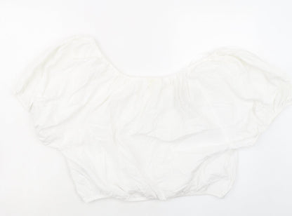 Womens UK Size M H&M White Cropped Blouse