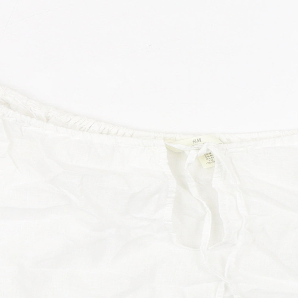 Womens UK Size M H&M White Cropped Blouse
