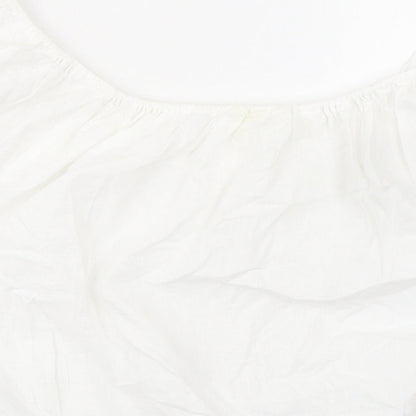 Womens UK Size M H&M White Cropped Blouse