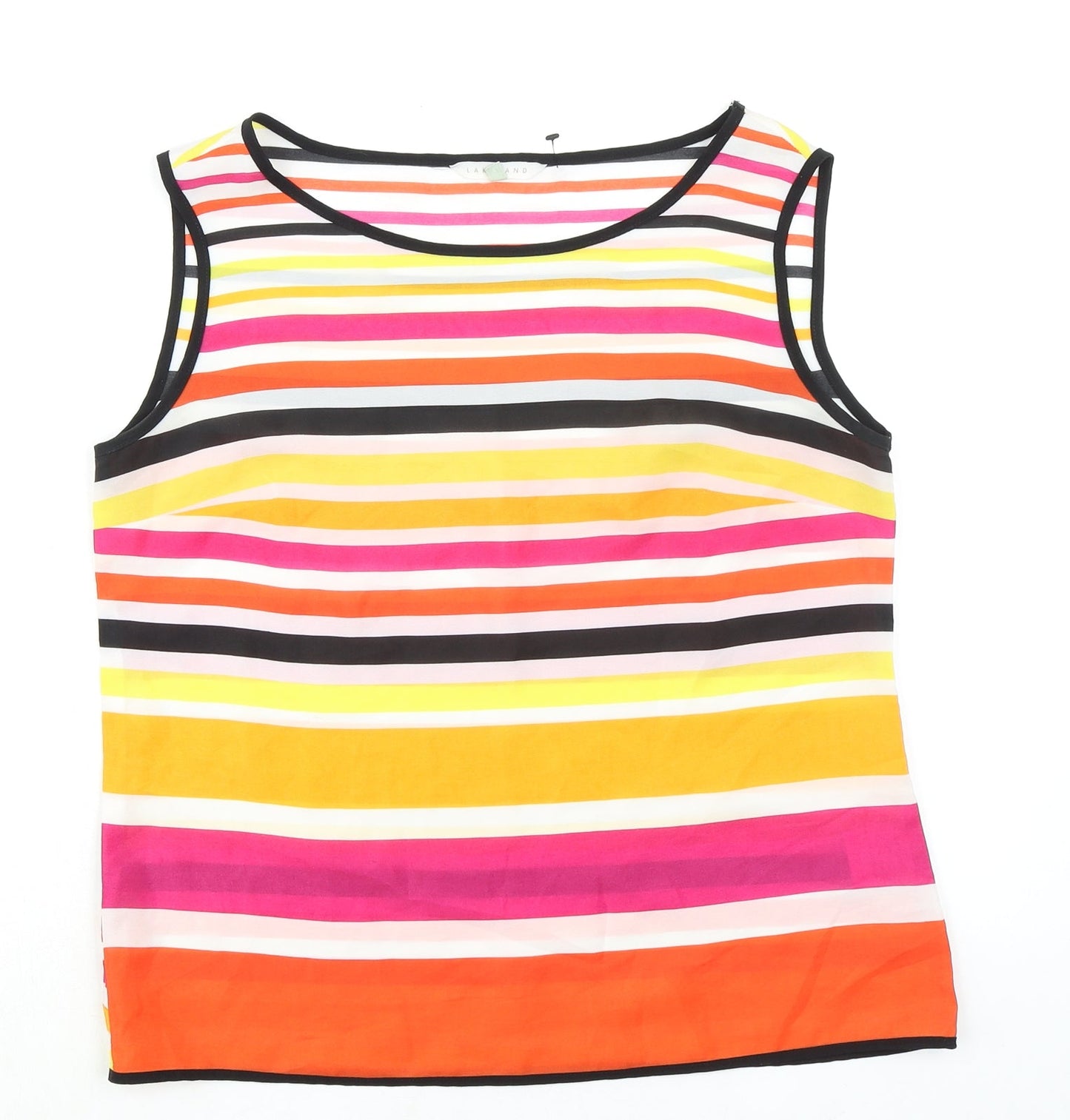 Lakeland Womens Multicoloured Striped Polyester Basic Tank Size 10 Boat Neck
