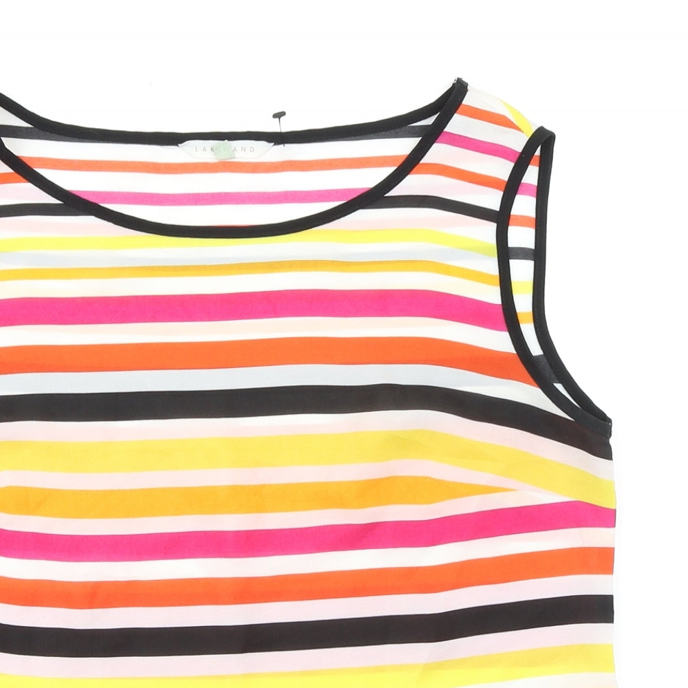 Lakeland Womens Multicoloured Striped Polyester Basic Tank Size 10 Boat Neck