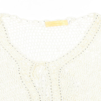Shannon Womens Ivory Viscose Basic Blouse Size XL Round Neck - Size XL-2XL