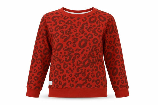 Brakeburn Womens Orange Animal Print 100% Cotton Pullover Sweatshirt Size 8 Pullover - Leopard pattern