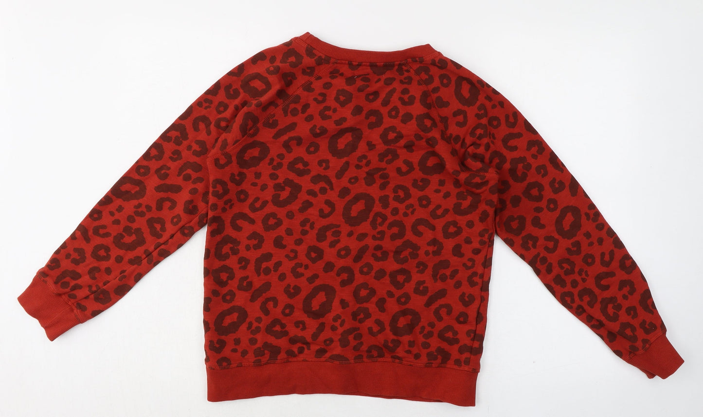 Brakeburn Womens Orange Animal Print 100% Cotton Pullover Sweatshirt Size 8 Pullover - Leopard pattern