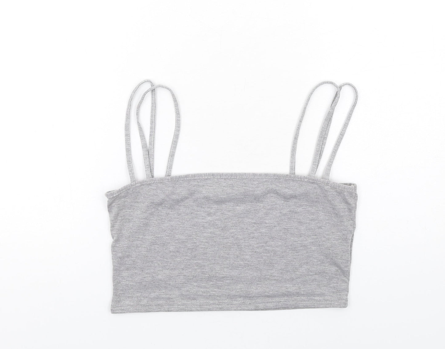 Womens UK Size 12 PRETTYLITTLETHING Grey Cropped Tank