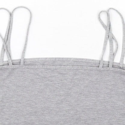 Womens UK Size 12 PRETTYLITTLETHING Grey Cropped Tank