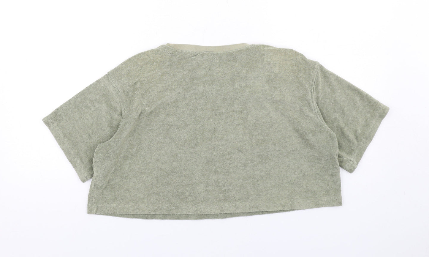 Womens UK Size S H&M Green Cropped T-Shirt