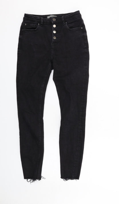 Denim & Co. Womens Black Cotton Skinny Jeans Size 10 L28 in Regular Button