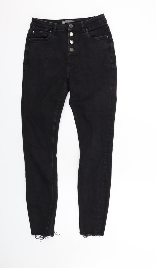 Denim & Co. Womens Black Cotton Skinny Jeans Size 10 L28 in Regular Button