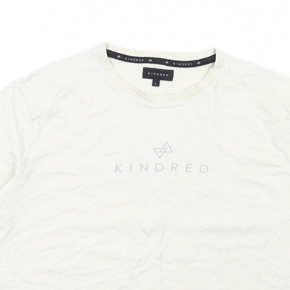 Kindred Womens Ivory Cotton Basic T-Shirt Size L Crew Neck