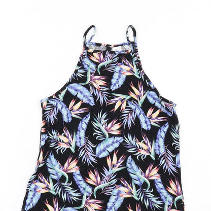 H&M Womens Multicoloured Geometric Viscose Tank Dress Size 6 Square Neck Pullover
