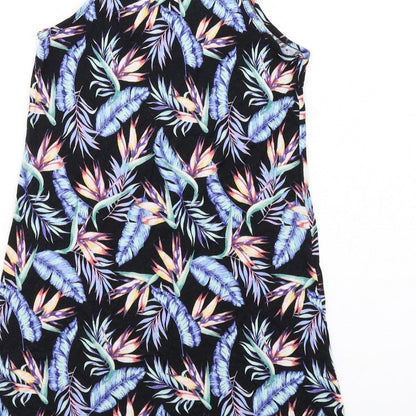 H&M Womens Multicoloured Geometric Viscose Tank Dress Size 6 Square Neck Pullover