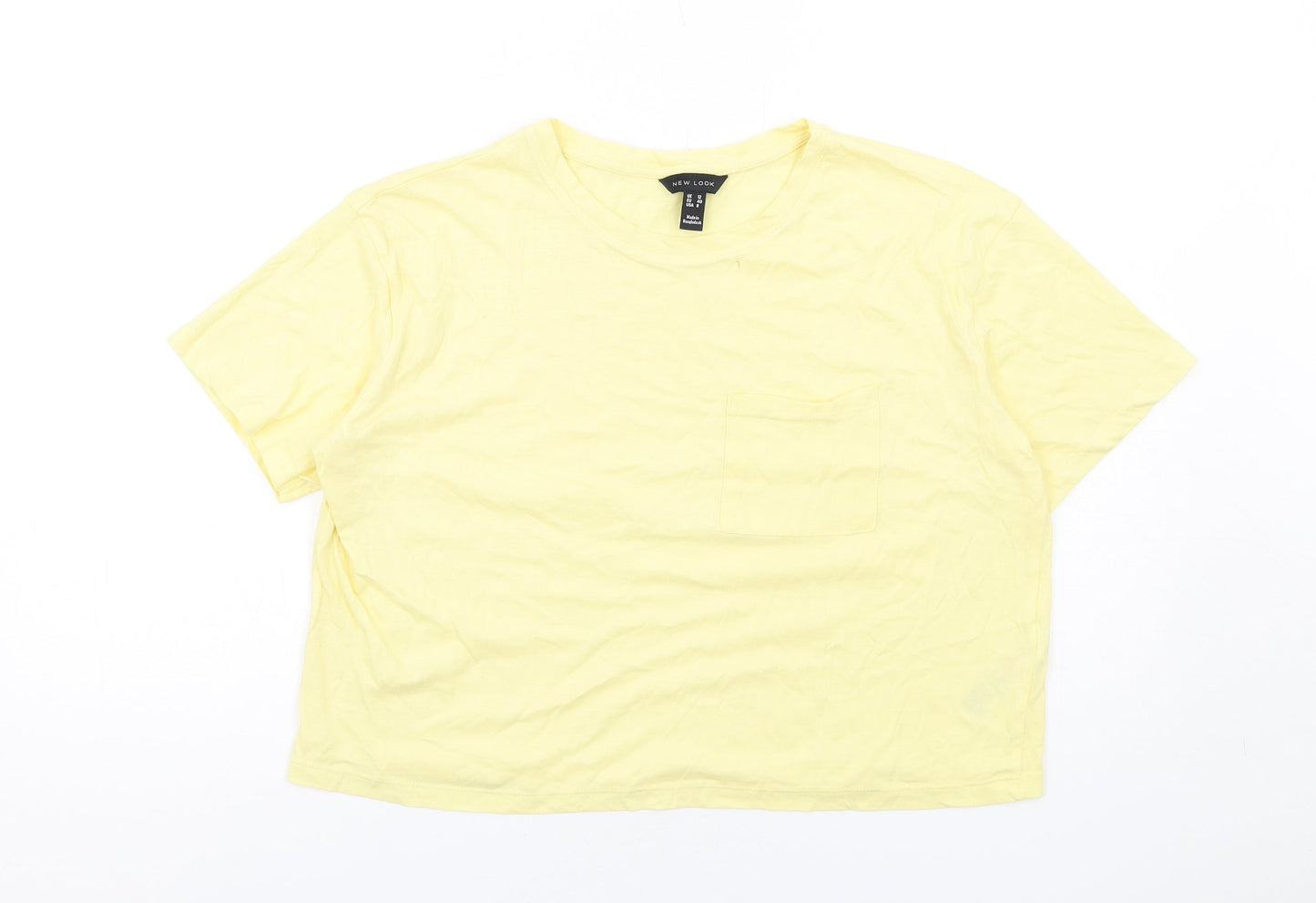 Womens UK Size 12 New Look Yellow Basic T-Shirt