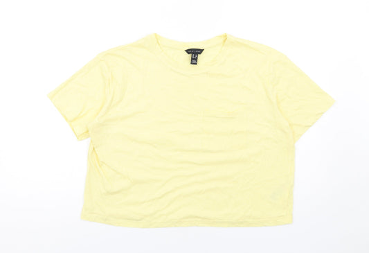 Womens UK Size 12 New Look Yellow Basic T-Shirt