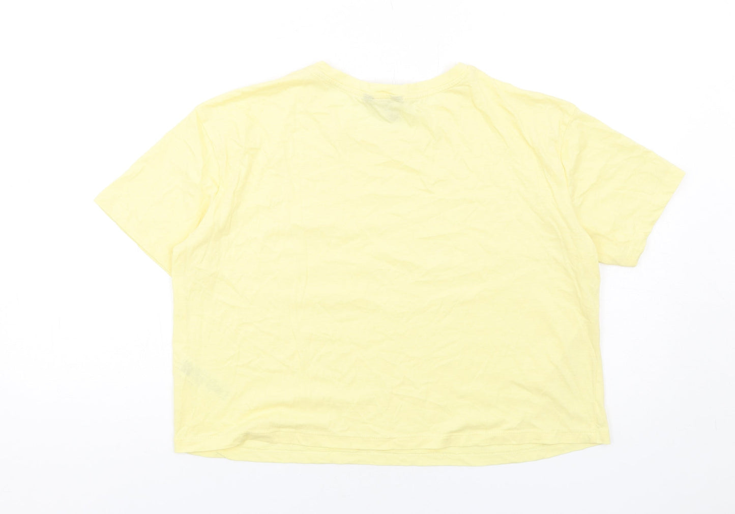 Womens UK Size 12 New Look Yellow Basic T-Shirt