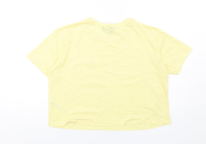 Womens UK Size 12 New Look Yellow Basic T-Shirt