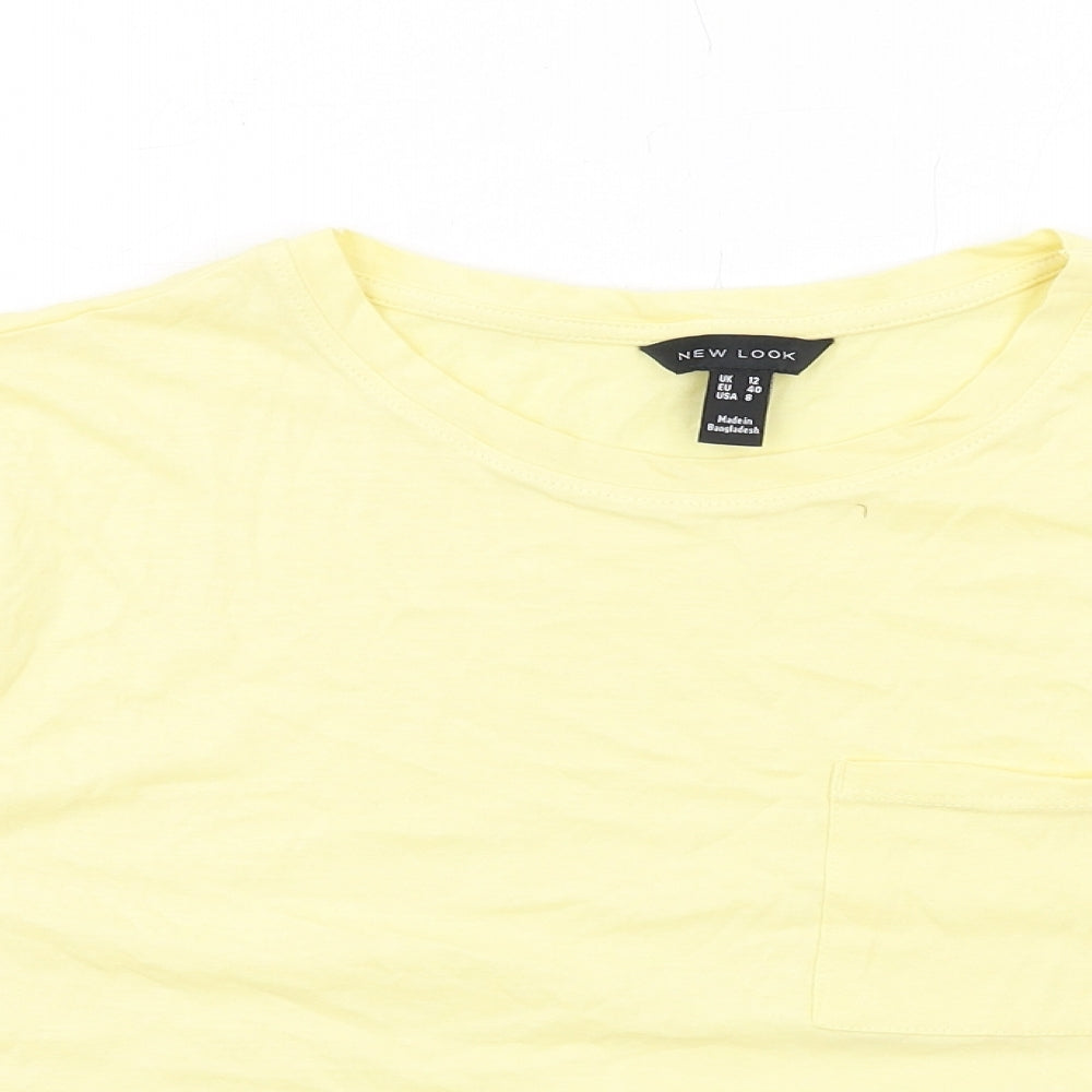Womens UK Size 12 New Look Yellow Basic T-Shirt