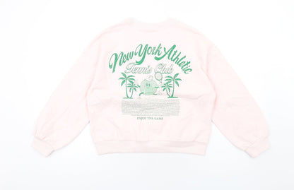 Marks and Spencer Girls Pink Cotton Pullover Sweatshirt Size 10-11 Years Pullover - New York Athletic