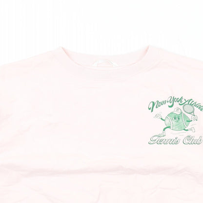 Marks and Spencer Girls Pink Cotton Pullover Sweatshirt Size 10-11 Years Pullover - New York Athletic