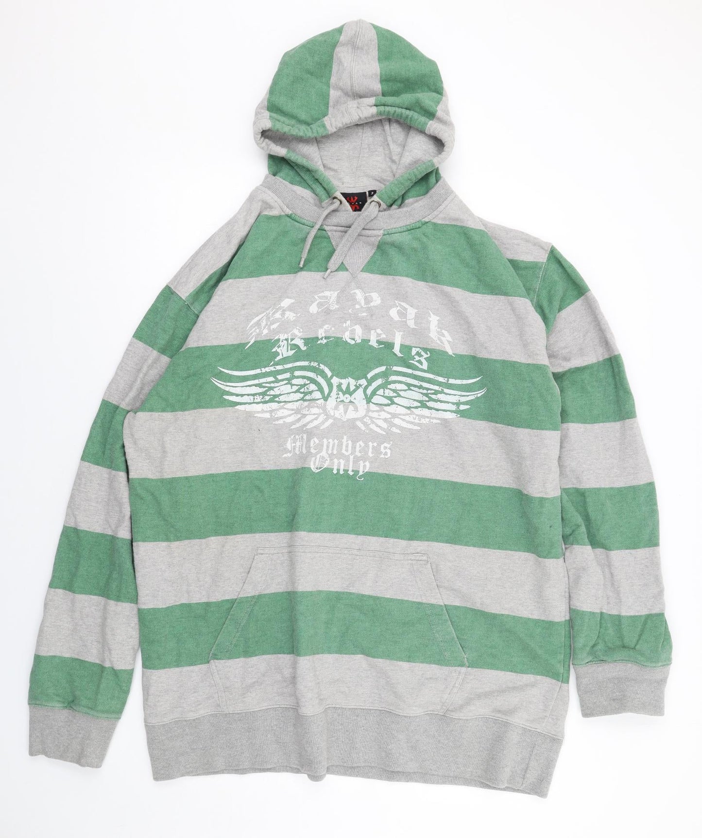 Kayak Womens Green Striped Cotton Pullover Hoodie Size M Pullover