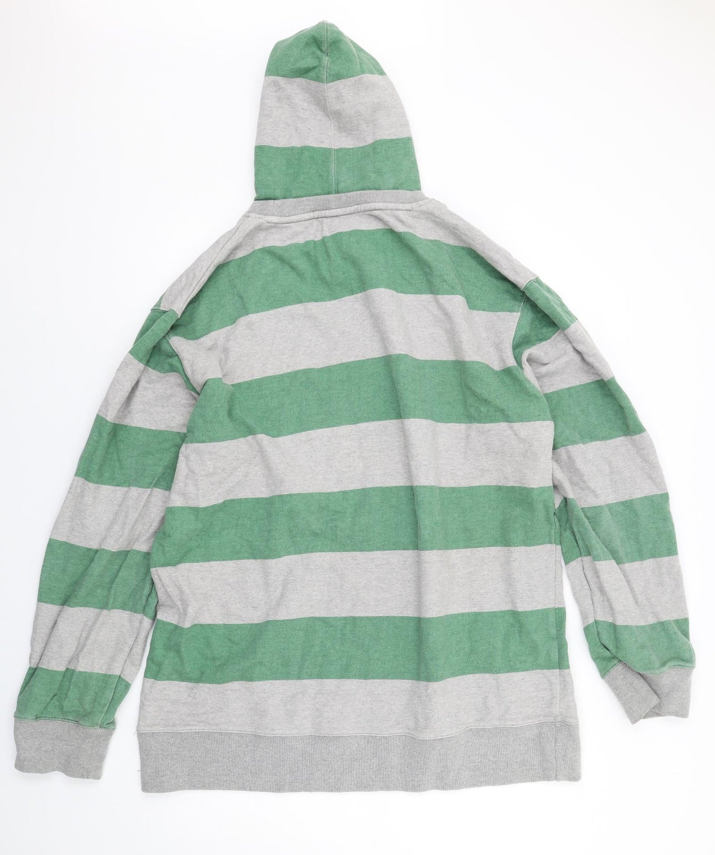 Kayak Womens Green Striped Cotton Pullover Hoodie Size M Pullover